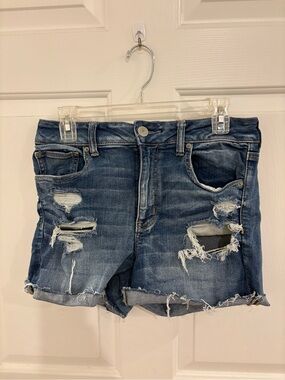 American Eagle Outfitters Distressed Dark Wash Denim Shorts
